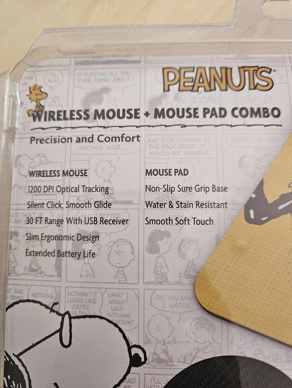 Peanuts Snoopy Wireless Mouse & Mouse Pad combo - Brand New Sealed